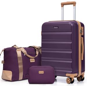 Luggage Sets 3 Piece,Suitcases with Wheels,Carry On Luggage Set,ABS Hard Case Luggage with TSA Lock Spinner Wheels(3 Piece Sets,Purple(20"/DB/TB))