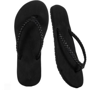 Womens Slim Braided Comfortable Flip Flops Summer Beach Thong Sandals Arch Support Non Slip, 8