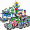 150PCS Magnetic Tiles Road Set with Marble Run, Preschool Magnet Tiles Included Magnetic Cars. STEM Magnetic Tiles for Kids, Preschool Educational Building Toys for Boys & Girls