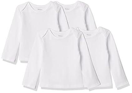 Hanes baby girls Ultimate Flexy 4 Pack Long Sleeve Crew Tees T Shirt Set, Diamond White, 0-6 Months US