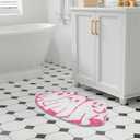 Pink Halloween Bath Mat, Ghost Bathroom Rug Non-Slip Floor Bathmat for Shower Tub, Soft Absorbent Plush Rug for Kitchen Bedroom, Halloween Gothic Home Decoration (Pink)
