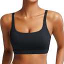 RUNNING GIRL Sports Bras for Women,Square Neck Sports Bra Medium Support Yoga Bra Workout Crop Top with Removable Cups (Small, 1-black)