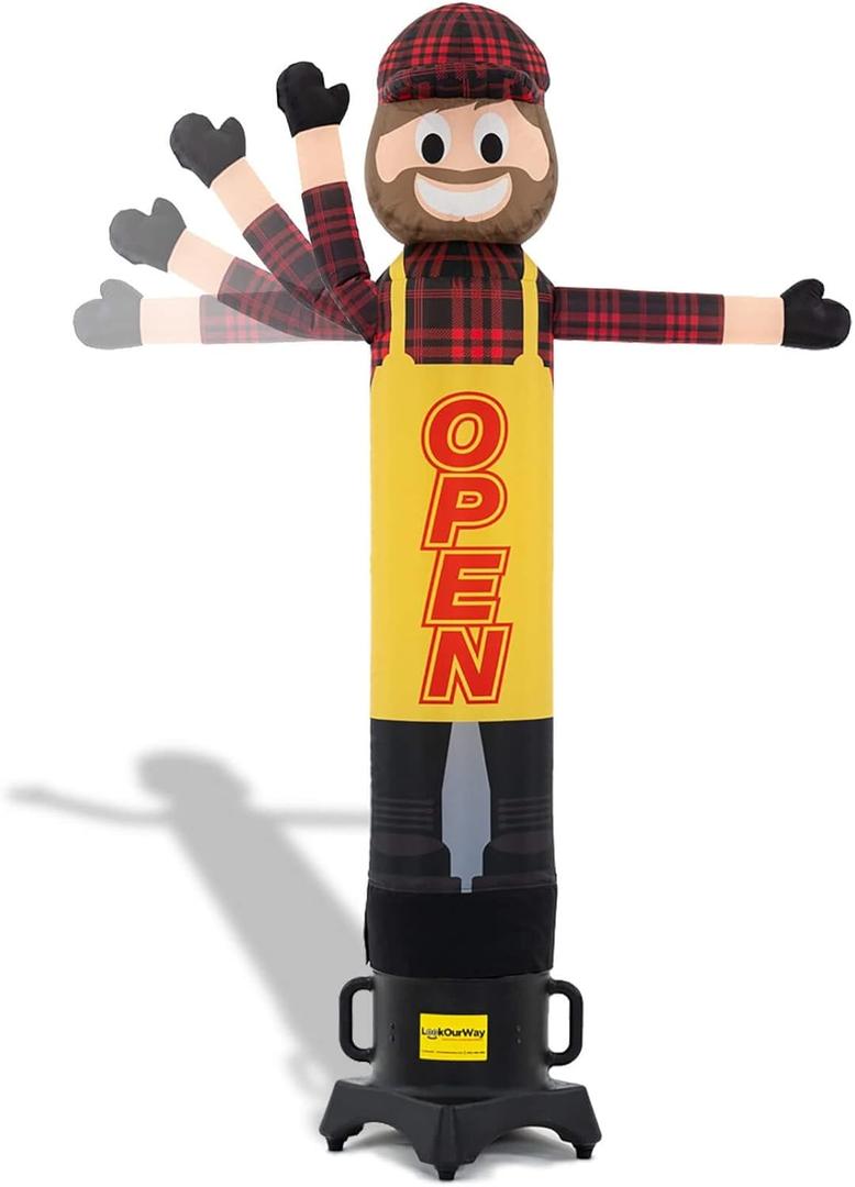 LookOurWay Air Wavers Inflatable Tube Man Set - 6ft Open Air Waver with Air Dancer Blower - Inflatable Advertising Tube Guy with Waving Arm and Open Body - Outdoor Business Sign