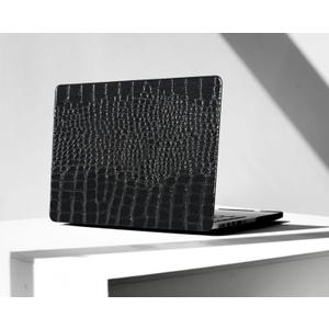 Compatible for MacBook Air 13 inch Case 2026 M5, 2022-2025 M4/M3/M2 A3449 A3240 A3113 A2681, Textured Luxury Crocodile Aligator Skin Snakeskin PU Leather Hardshell & Keyboard Cover, Shiny Black