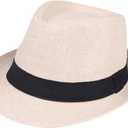 Unisex Fedora Hat Trilby Cuban Sun Protection Short Brim (Small-Medium, Beige)