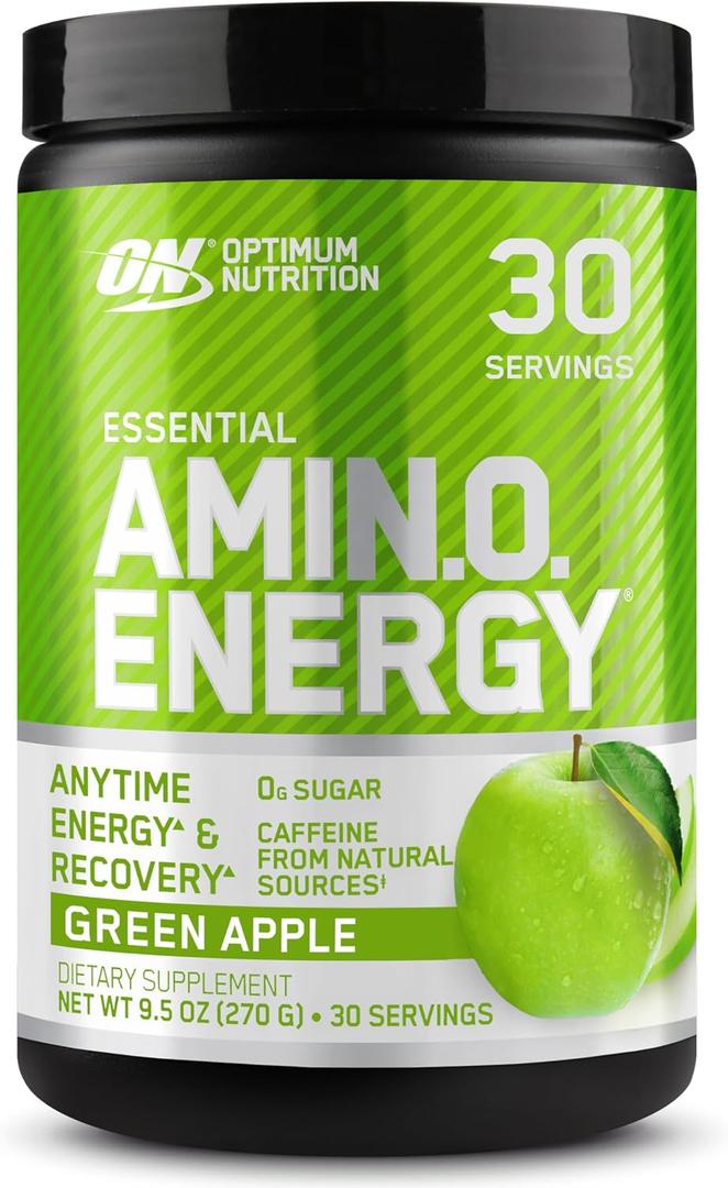 Optimum Nutrition Amino Energy - Pre Workout with Green Tea, BCAA, Amino Acids, Keto Friendly, Green Coffee Extract, Energy Powder - Green Apple, 30 Servings EXP: 09-27-26