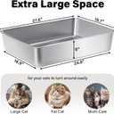 Stainless Steel Litter Box, 28" X 20" X 6" Steel Litter Box XXL No Smell, Extra Large Metal Litterbox for Big Cat, Multiple Cats, Non Stick, Easy Cleaning
