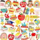 36 PCS Teacher Enamel Brooch for Hats Teacher Appreciation Label Badges Last Day of School DIY Brooch Pins for Teacher Student Clothes Bags Backpack Back to School Jewelry Decoration