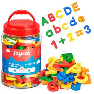 JoyCat 78 Pieces Magnetic Letters Numbers Alphabet Fridge Magnets ABC 123 Preschool Educational Learning Plastic Colorful Toy Set Uppercase Lowercase Math Symbols for Toddlers Kids 3+