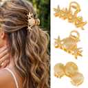 CAKURE Seashell Hair Clips Gold Starfish Claw Clips Small Unique Hair Accessories for Women and Girls (Pack of 3)
