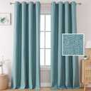 H.VERSAILTEX Linen Blackout Curtains 96 Inches Long for Bedroom/Living Room Thermal Insulated Grommet Curtain Drapes Primitive Linen Burlap Effect Window Draperies 2 Panels - Heather Eggshell Blue