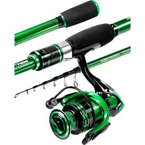 Ghosthorn Fishing Rod and Reel Combo Graphite Telescoping Fishing Pole Portable Travel Kit with Carrier Bag for Freshwater Saltwater