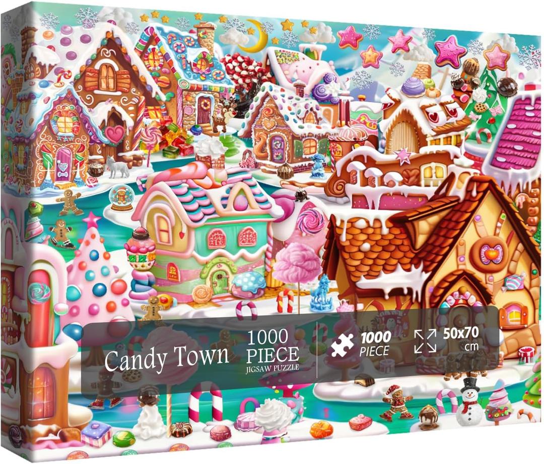 Funny Winter Scenic Puzzles for Adults 1000 Pieces, Magic Candy Cute Jigsaw Puzzles, Pretty Colorful Art Puzzles