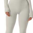 QINSEN Womens Sexy Square Neck Long Sleeve Full Length Leggings Bodycon Stretch Jumpsuit (White, Large)
