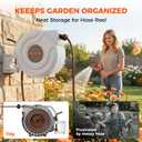 NEO-TEC 115ft 5/8" Retractable Garden Hose Reel with Auto Rewind Any Length Lock Heavy Duty Hose Reel,9-Pattern Nozzle,180Swivel,UV Resistant Wall Mount Hose Reel for Outdoor Garden Car Patio