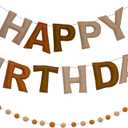 Brown Happy Birthday Banner Felt Ball Garland Pre-Strung Happy Birthday Sign for Party Backdrop Decorations for Men & Women