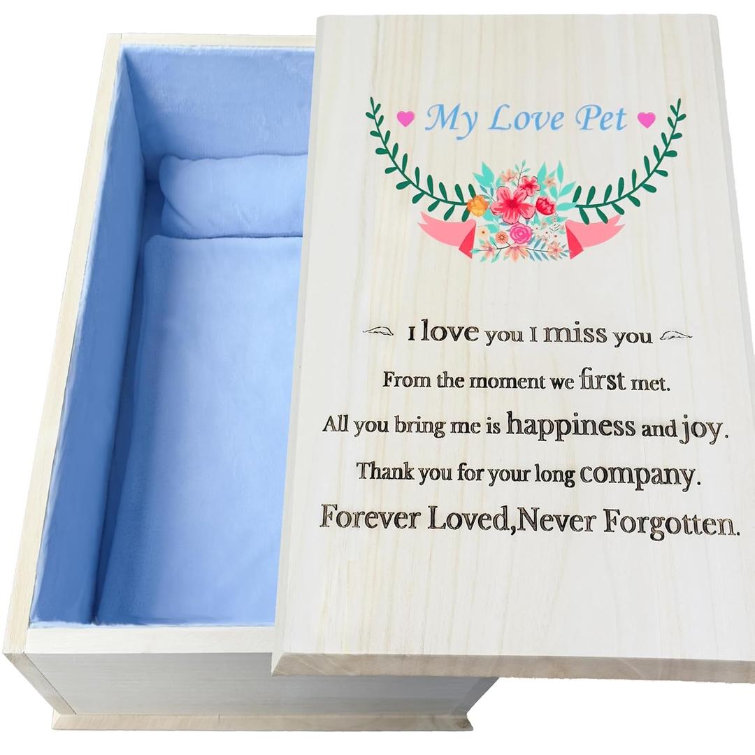 Wooden Handmade Pet Casket|Dog Cat Casket,Coffin|Pet Caskets For Dogs,Cats|Pet Burial Box,Pet Memorial (Medium 23.6"L x14.5"W x8.2" H Inside) (Medium Blue23.6"L x14.5"W x8.2"HInside)