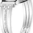 KOREDA Slim Gold Band Compatible with Samsung Galaxy Watch 7 6 5 4 FE 40mm 44mm/Galaxy Watch 6 4 Classic Band 42mm 46mm 43mm 47mm/Watch 5 Pro 45mm/Active 2 Women, 20mm Thin Metal Strap Dressy Jewelry Bracelet (Silver)