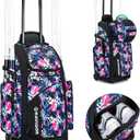 Rolling Baseball Bag with Wheels, 60L Capacity Softball Bag Holds 4 Bats for Boys and Girls, Youth Equipment Bag with Shoe Compartment (Pink Camo)