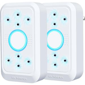 PVACG 2 Pack Plug in Air Purifier,8 Emitter Air Ionizers for Home with Ice Blue Night Light,Quiet and Energy Saving Small Ion Air Purifiers for Home Office Bedroom Living Room(2)