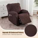 Gennia Recliner Chair Covers 3 Pieces, Waterproof Jacquard Reclining Chair Cover, Recliner Cover Sofa Slipcovers Couch Covers Furniture Protector with Elastic Bottom for Kids, Pets (Chocolate)
