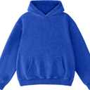 Hatant Oversized Hoodie Sweatshirts for Men Couples Heavyweight Hoodies Pullover Vintage Acid Wash Sweaters with Pocket Men's Fashion Sweatshirts 2026 Bright Blue-M