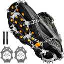 Cimkiz Crampons Ice Cleats Traction Snow Grips for Boots Shoes Women Men Anti Slip 19 Stainless Steel Spikes Safe Protect for Hiking Fishing Walking Climbing Mountaineering