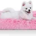 Vonabem Small Dog Bed Crate Pad, Pink Washable Puppy Beds, Plush Soft Dogs Kennel Pads 24 inch, Cute Cats Mat Anti Slip, Puppy Mats for Sleeping