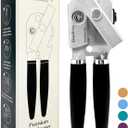 Premium Multifunction Magnetic Manual Can Opener and Bottle Opener, Heavy Duty Stainless Steel Sharp Cutting Blade and Oversized Easy Turn Knob, Soft-Touch Handle, Kitchen Use, Black