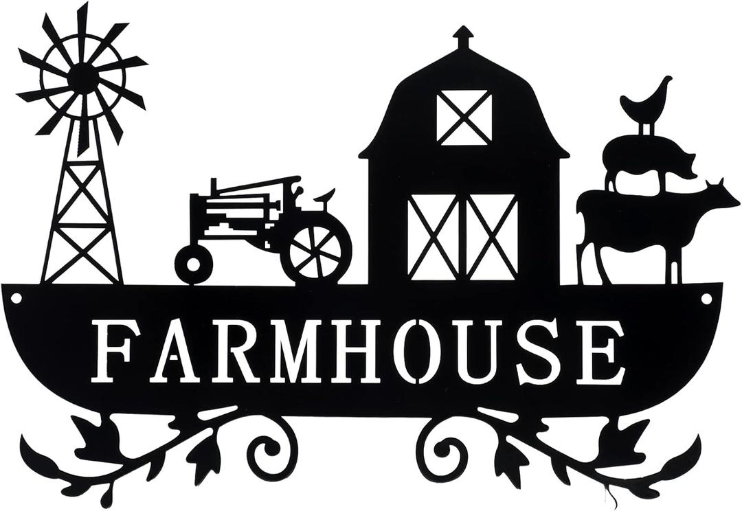 Ferraycle Metal Farmhouse Kitchen Decor Rustic Cow Windmill Sign Farmhouse Wall Plaque Farm Animal Decor for Nursery Country Home Decorations Art