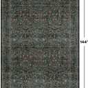 8x12 Area Rug for Living Room - Large Washable Rugs for Bedroom, Dining Room Under Table, Ultra Soft Low Pile Non-Slip Stain Resistant Carpet - Dark Green Vintage Floral Décor