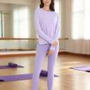 Womens Long Sleeve Shirts Workout Gym Top Activewear Running Hiking Athletic Exercise Shirt Rash Guard (Purple, XL)