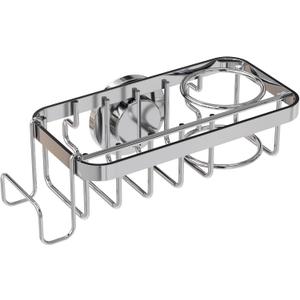 TAILI 4-in-1 Rustproof Sink Caddy & Sponge Holder with Removable Strong Suction Cup for Kitchen Sink - Silver