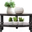 Defined Deco 2 Tier Corner Pedestal Stand Rustic Decor Riser for Display - Farmhouse Wood Beaded Tray Kitchen Bathroom Countertop Organizer for Coffee Bar, Plant Stand, Black Stackable Corner Shelf (9.5" Black)