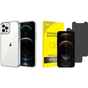 JETech for iPhone 12 Pro Max Bumper Case and Privacy Screen Protector Bundle