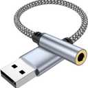 USB to 3.5mm Jack Audio Adapter, USB to Audio Aux Cable External Stereo Sound Card, USB to 3.5mm TRRS Female Headset for PS4/ PS5/ Headphone/ Mac/ Linux/ Laptop/ Desktops/ Docking Station