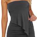 CSDAJIO Women Two Piece Summer Set Club Outfits Drawstring Ruched Side Asymmetrical Tube Top and Bodycon Mini Skirt (X-Small)