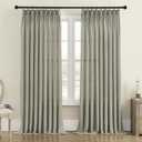 MASWOND Extra Wide Pinch Pleated Curtains 100W x 96L Inches, Faux Linen Pinch Pleat Semi Sheer Drapes for Patio Door, Living Room, Bedroom, Light Filtering Drapes with Hooks (1 Panel, Taupe)