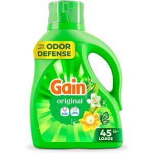 Gain Liquid Laundry Detergent, Original Scent, Freshness + Odor Fighting, High Efficiency Washing Machine Liquid Cleaning Soap, 60 fl oz, Pack of 2 