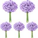 5 Bouquets Purple Ranunculus Artificial Flowers, 30 Pcs Silk Mini Faux Ranunculus Bouquet for Wedding, Bridal Shower, Centerpieces, and DIY Decorations