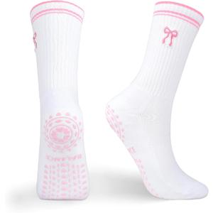 Women's Cute Pilates Socks - Non - Slip Ballet Style, Ideal for Yoga & Fitness (White)