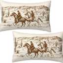 Western Pillow Covers Home Bedroom Decor, Western Long Throw Pillowcase Cushion Cover for Bed Sofa Couch, 2 Sets, 12x20 Inch