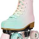 Women's Roller Skates,Double Row Skates Adjustable Leather High-top Roller Skates Perfect Indoor Outdoor Adult Roller Skates with Bag (pink, 8)