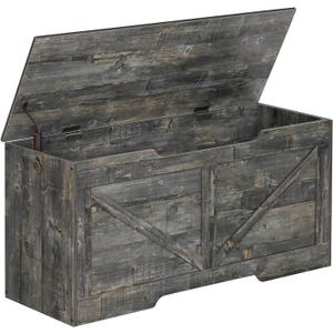 HOOBRO Storage Bench, 39.4 Retro Wooden Storage Chest with U-Shaped Cut-Out Pull, Safety Hinge, Supports 220 lb and Easy Assembly for Toy Box Organizer (Vintage Gray) VP771CW01 (39.4L x 15.7W x 19.5H)