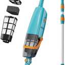 LVKE L2 Cordless Handheld Pool Vacuum for Above Ground Pool with Telescopic Pole, Strong Suction Power, 1H Runtime, High-Efficiency Screen & Fine Sponge, Ideal for Deep Pool Cleaning, Blue