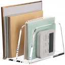 SANRUI Acrylic Mail Organizer for Desk Vertical Letter Holder Clear Bookshelf 2-Slots, Small File Sorter for Bills, Envelopes, Office Supplies, Upright Binder Divider for Home Office School