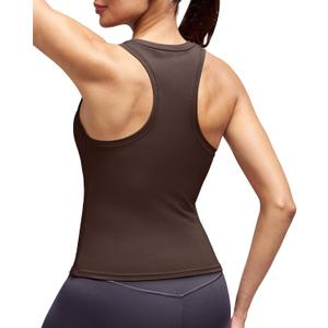 Alaroo Workout Tops for Women Sleeveless Racerback Tank Tops (Brown, XL)