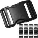Buckles for 1-1/2 inch Wide Webbing Straps: Quick Side Release Buckle 4 set and Tri-Glide Slide 8 pcs Fit 1.5" Nylon Web Belt, Plastic Snap Fastener Clip Heavy Duty Replacement Dual Adjustable