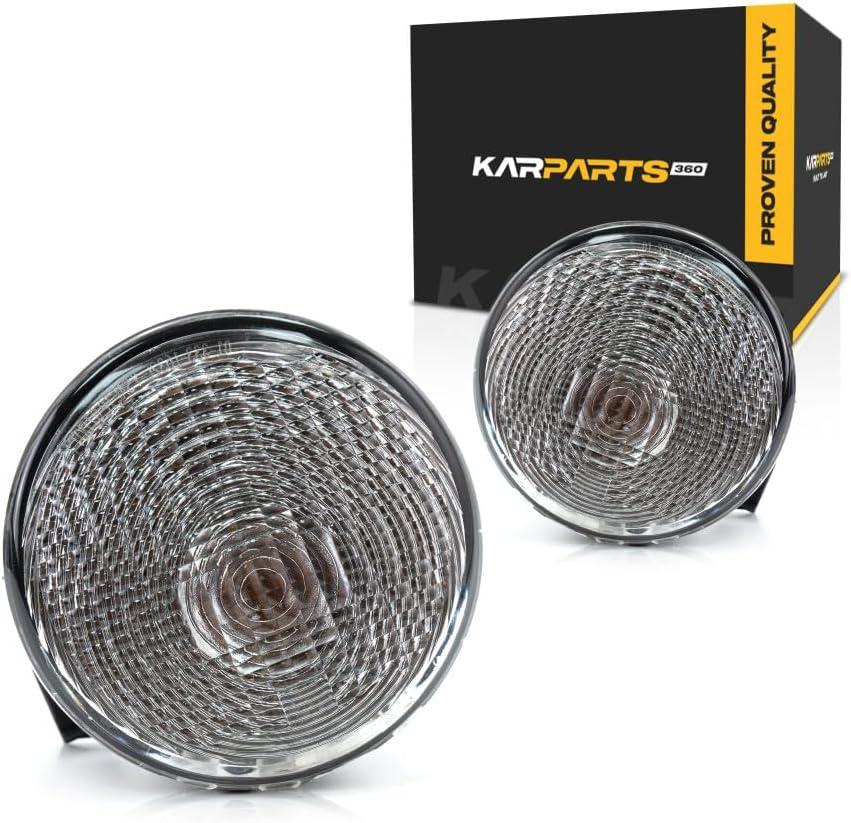 KarParts360 For Jeep Wrangler 2014 2015 2016 2017 Turn Signal Light Driver and Passenger Side | Pair | Front | Clear Lens | Replacement For CH2526103, CH2527103 | 68200291AA, 68200290AA