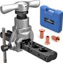 CARVALAX 45° Eccentric Flaring Tool Kit for Copper, Brass, and Aluminum Tubing, Single Flaring Bar with 7 Dies (5mm to 19 mm), for HVAC, Refrigeration,and Brake Lines, Heavy Duty with Case (Metric)